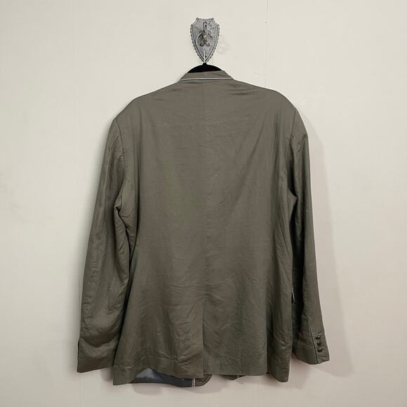 Zara Man 46R utility military blazer jacket olive green white trim linen summer - Picture 5 of 7